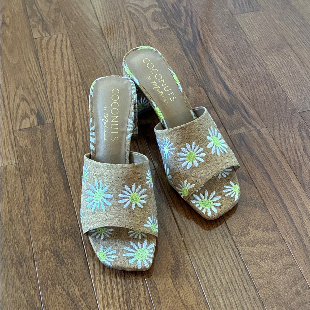 Coconuts by Matisse Brown Daisy Embroidered Mules